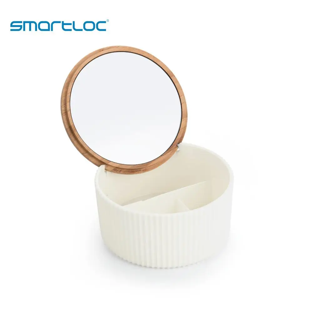 Smartloc البلاستيك الخيزران ملحقات الحمام مجموعة حمام فرشاة الأسنان حامل فرشاة المرحاض موزع الصابون طبق ماكياج المنظم مرآة