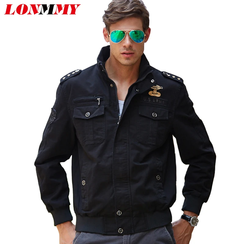 

LONMMY M-4XL Brand clothing Bomber jacket men coat Cotton Jaquetas masculina Military men jacket coat Army green Kahki Casual