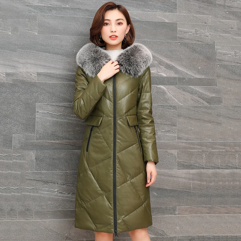 Manteau Vêtements Cuir Mouton Capuchon Col Parkas Peau Black Veste De En Femmes Vers 2018 red Vestes Taille armygreen À Le Bas D'hiver Grande Renard Chaud Femelle Fourrure Tops 0d7ZBqw