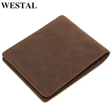 WESTAL Клатч Мужской Кошелек Мужской кошелек мужской натуральная кожа Мода Короткие Бумажник Портмоне Мужское Карты Короткий Качественный Бешеный конь кожа 8808