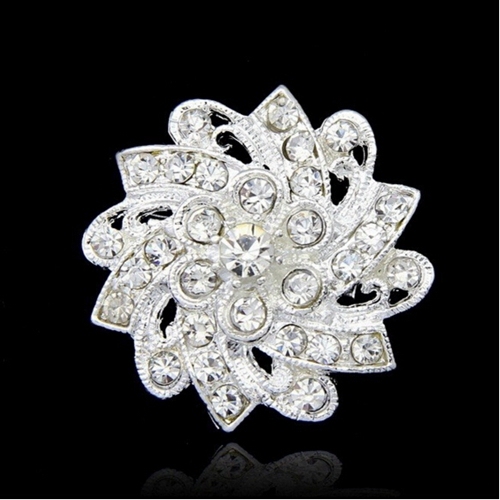 Rhinestone Brooch Pin Crystal Flower Brooches Bride Wedding Jewelry Gift Women Lady Dress Clothing Coat Accessories Gift