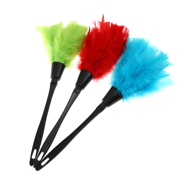 1PC Multicolor Feather Duster Anti Static Dust Brush Black Plastic