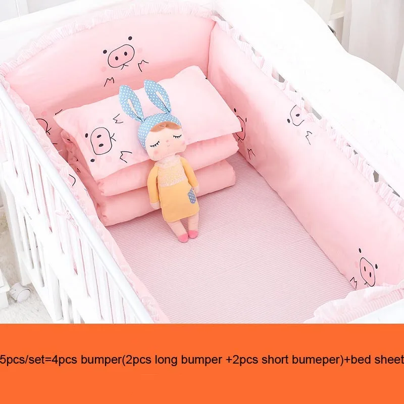 5 шт./компл., детская кроватка с рисунком, комплект для мальчиков и девочек, кровать, бампер и простыня для новорожденных, детская кровать, протектор, подходит для кровати 120x70 см