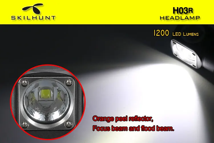 Ceny Nowy Skilhunt H03 H03R H03F Lampe Frontale 1200 lumenów Led reflektor odkryty 18650 lampa czołowa Camping Hoofdlamp Linterna + opaska