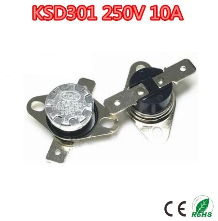 Термостат KSD301 20 шт. 10A250V 60 65 70 75 80 85 ~ 160 градусов нормально открывающийся/нормально