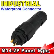 Kebidu Водонепроницаемый разъем 2 Pin M14 IP68 кабель для монтажа на панели адаптер промышленный электрический провод разъем