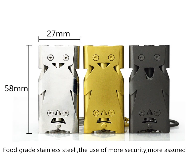Мини из нержавеющей стали спасательный свисток для безопасности на открытом воздухе спортивная игра портативный высокий децибел треск свисток