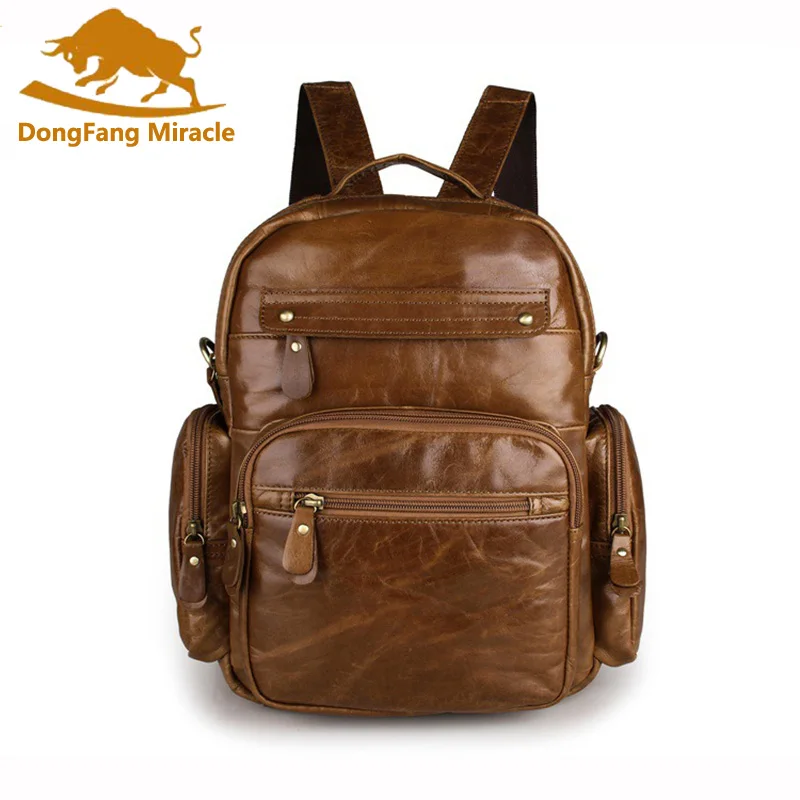 

DongFang Miracle Multi-function Cowhide Genuine Leather Women Backpack Leather School Backpack Unisex Rucksack Travel Bag Tote