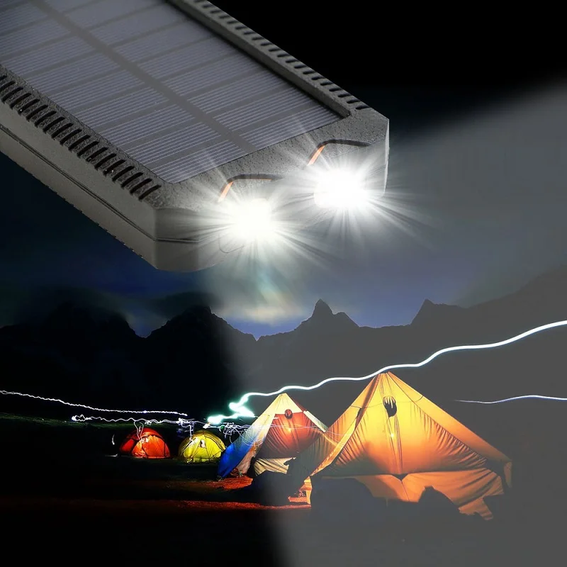 15000mAh Solar Power Bank Portable External Battery Solar Powerbank Charger with Electric Cigarette Lighter for Smart Phone