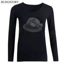 BLINGSTORY модные Auutmn Новые повседневные футболки с длинными рукавами женские топы плюс размер футболка с бисером S-6XL LP5319066