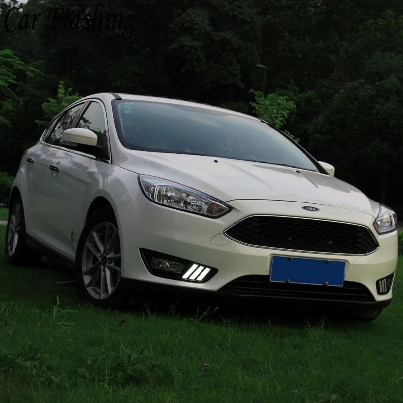 Автомобильный мигающий 1 комплект для Ford Focus 4 светодиодный DRL Дневной ходовой светильник Дневной светильник 12 В противотуманный светильник желтый сигнал поворота