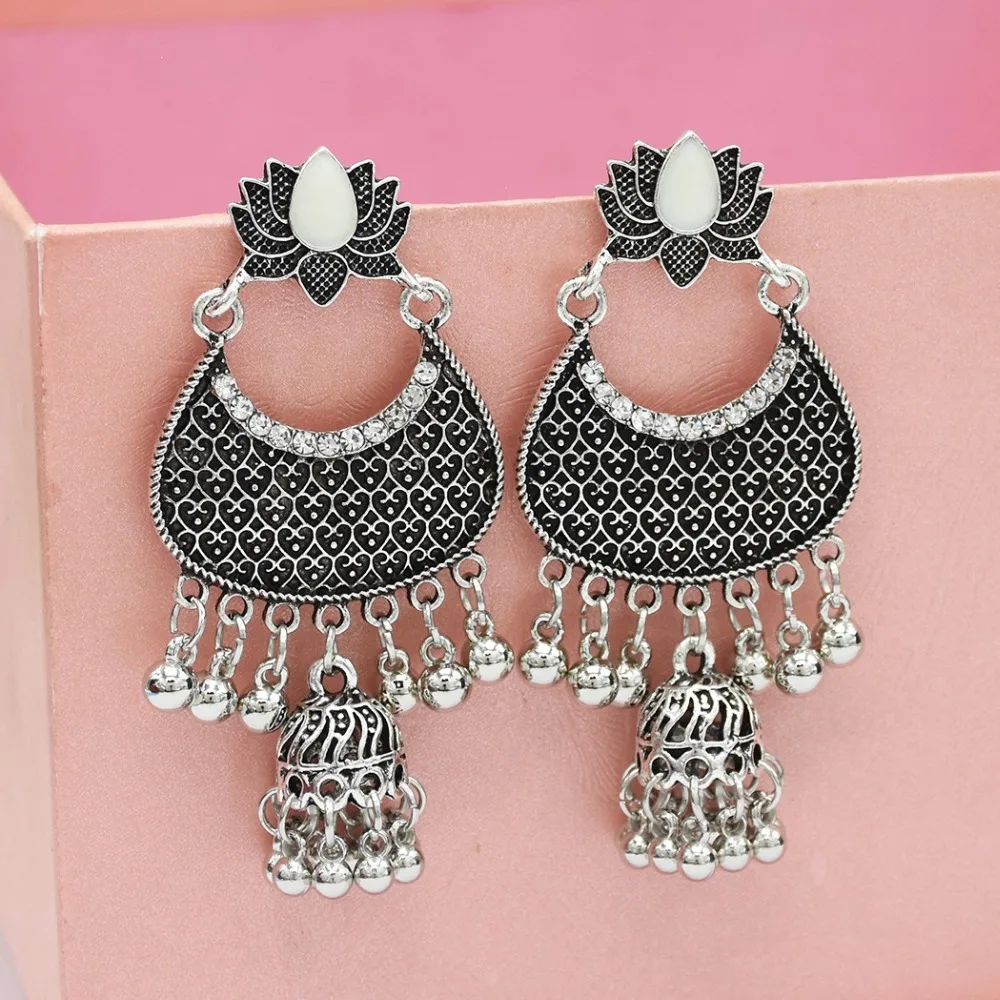 African Tribal Gypsy Antique Silver Gold Chandelier Hoop Earrings Carved Best 20