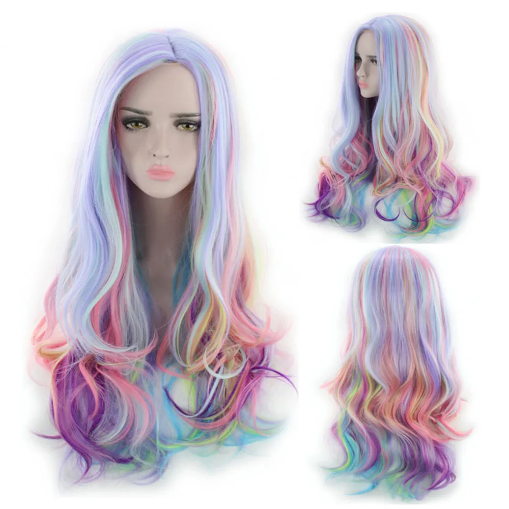 Hot Selling Adjustable Women Long Curly Multi-Color Charming Full Wigs For Cosplay Girls Party or Daily Use Gift Dropshipping Hot Selling Adjustable Women Long Curly Multi-Color Charming Full Wigs For Cosplay Girls Party or Daily Use Gift Dropshipping