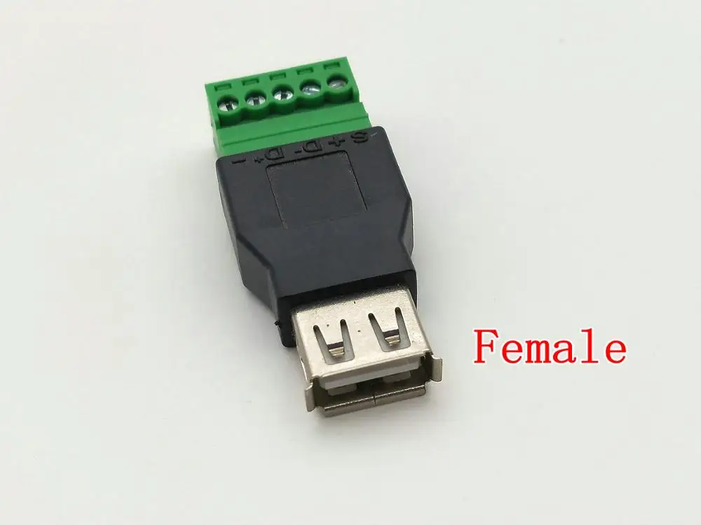 1 шт. USB 2 0 Тип A гнездо/штекер на 5 контактный винт клеммный разъем