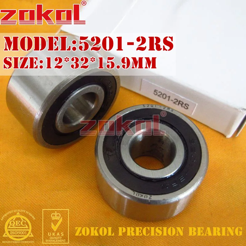 

ZOKOL bearing 5201 2RS 3201 2RZ (3056201) Axial Angular Contact Ball Bearing 12*32*15.9mm
