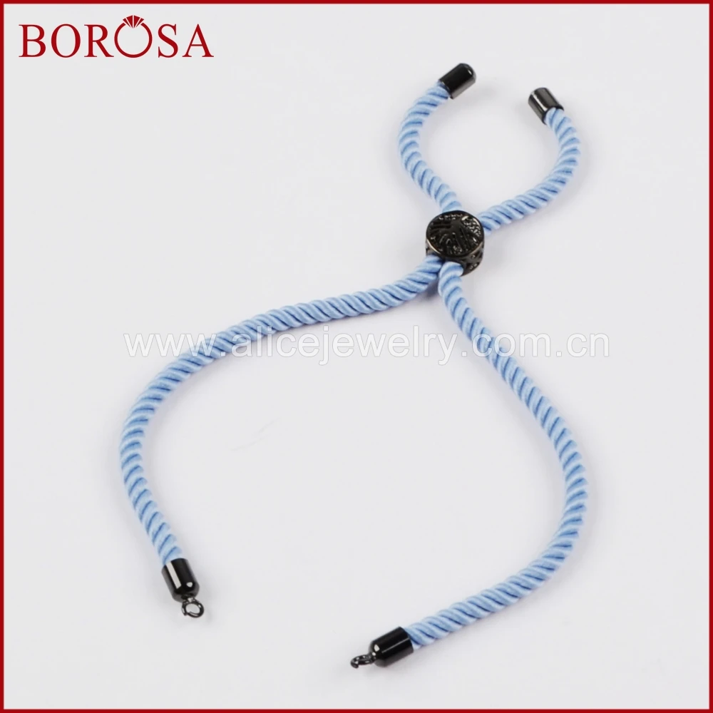 BOROSA 10PCS Rainbow Cotton Bracelet Rope Black Chain Extender
