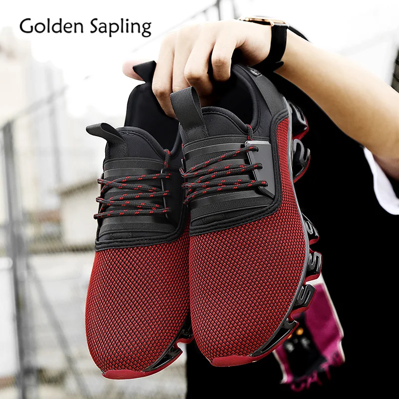 

Golden Sapling Men's Sneakers Cushioning Running Shoes for Men Breathable Air Mesh Man Sports Sneaker Trainer Rubber Sport Shoes