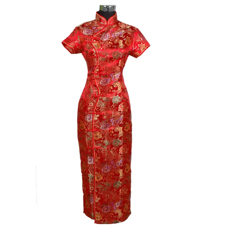 Специальное предложение красное китайское традиционное Для женщин длинные Qipao Чонг-платье Размеры S M L XL XXL XXXL 020206