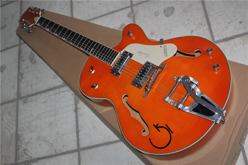 Factory Custom Gretsch Guitar Orange Falcon 6120 Semi Hollow Body Jazz Electric Guitar With Bigsby Tremolo Free Shipping 1 2 Factory Custom Gretsch Guitar Orange Falcon 6120 Semi Hollow Body Jazz Electric Guitar With Bigsby Tremolo Free Shipping 1 2