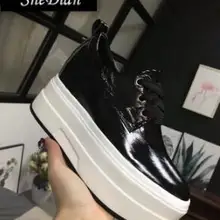 Она Диан Весна и осень женская обувь на шнуровке на плоской платформе натуральная кожа с круглым носком Повседневная обувь