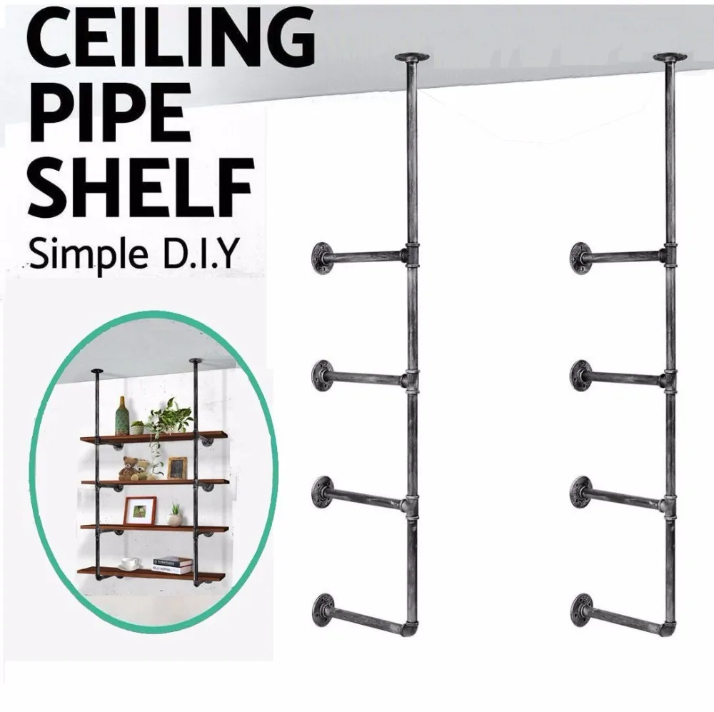 

Industrial Retro Wall Mount Iron Pipe Shelf Hung Bracket Diy Storage Shelving Home Decor Bookshelf Wall Shelf A Pair