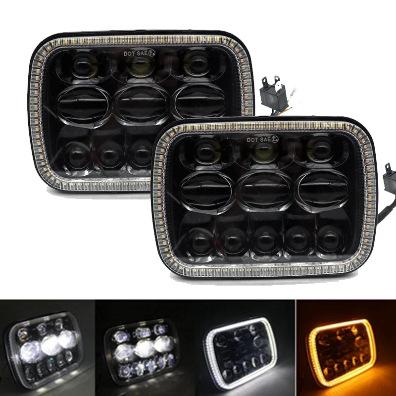 

5X7 inch Rectangular Sealed Beam LED Headlight With Hi/Lo Beam DRL LED for Toyota Tacoma Pickup MR2 Supra Nissan 240SX Pair