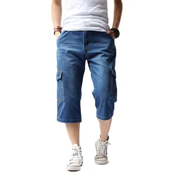 

MORUANCLE New Mens Cargo Short Jeans With Multi Pockets Casual Baggy Tactical Denim Shorts For Man Loose Bermuda Plus Size 29-44
