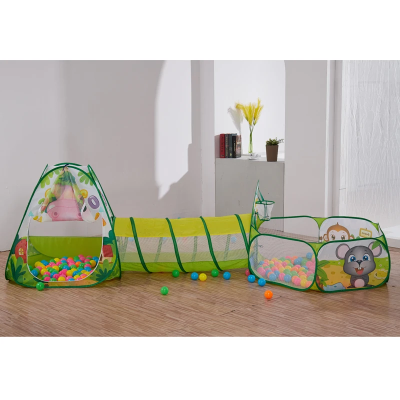  3pcs/set Green Animal Foldable Toy Tents Baby Sports Play Balls House Indoor Outdoor Portable Kids 