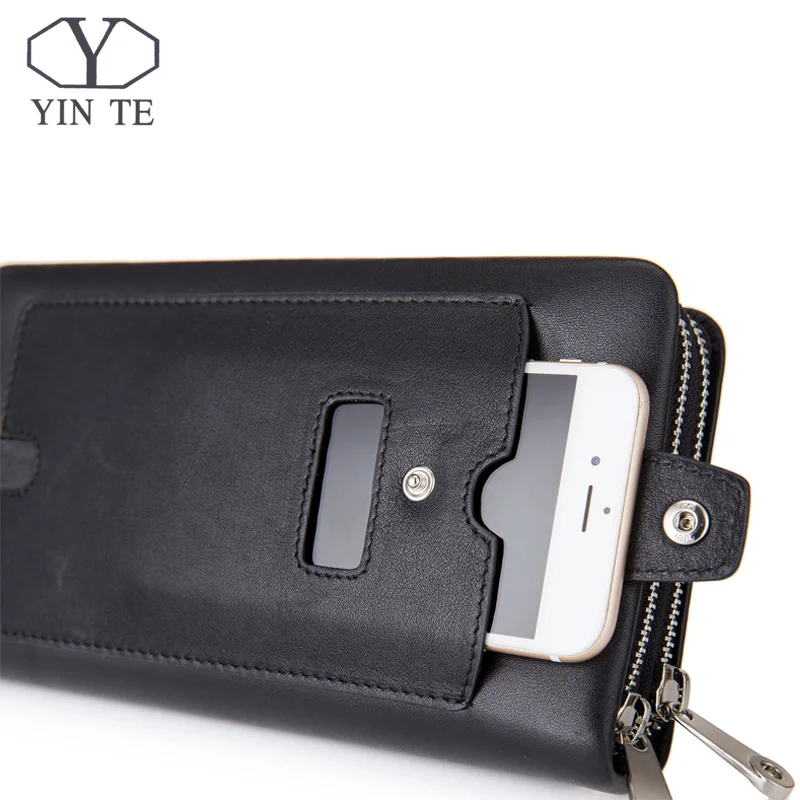 YINTE 2017 Lederen Vintage Solid Clutch Bag Telefoon Gevallen Merk Heren Portemonnee Dubbele Rits Lederen T1611-3A YINTE 2017 Lederen Vintage Solid Clutch Bag Telefoon Gevallen Merk Heren Portemonnee Dubbele Rits Lederen T1611-3A