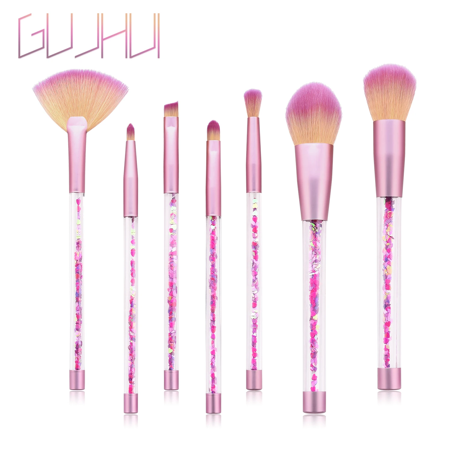

7PCS Quicksand Pink Brush Makeup Brush Nylon Fiber Brushes Set For Foundation Powder Blush Eyeshadow Concealer Cosmetics Tool
