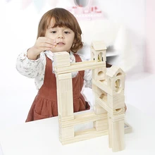 65 шт. детские деревянные неокрашенные мраморные строительные блоки детский шарик-куб Развивающие блоки Детские Обучающие Развивающие игрушки