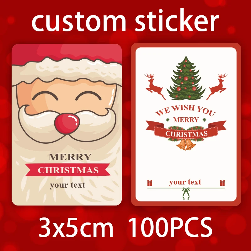 100pcs printing labels custom christmas stickers printed logo pvc