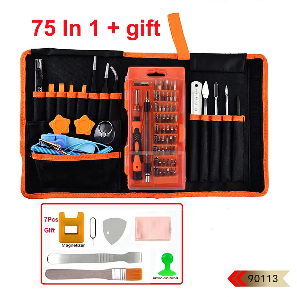 

75 In 1 Professional Mobile Phone Precision Screwdriver Tweezers Opening Kit Repair Tools Set With Bag for iPhone Laptop PC iPad
