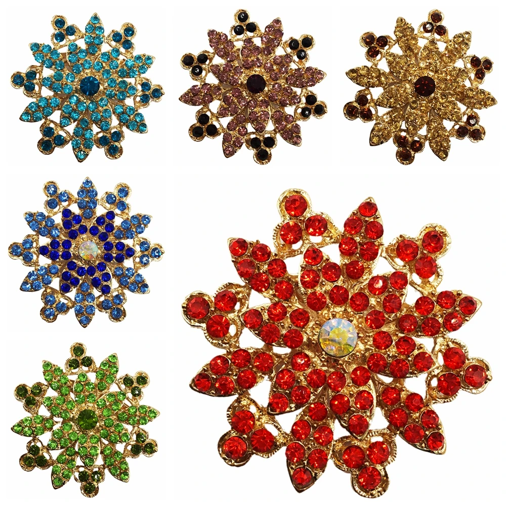

Mixed Colors Crystal Flower Brooches for Women Brooch Pin Fashion Dress Coat Accessories Cute Jewelry BRO36