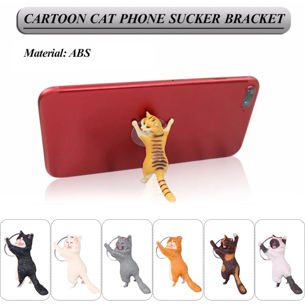 SOONHUA держатель для телефона с милым котом, подставка для мобильного телефона из смолы, присоски для планшетов, настольная подставка для телефона, универсальный держатель для телефона