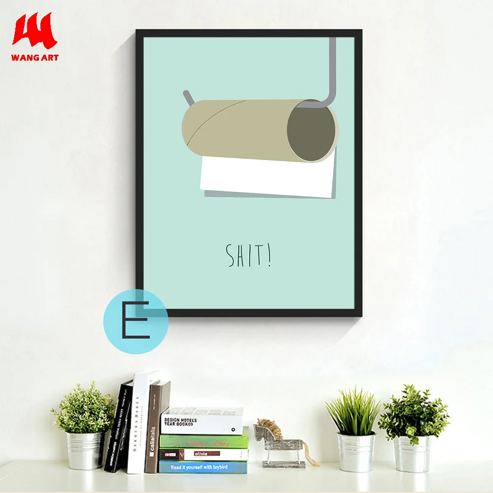 

WANGART Canvas Painting Post Prints Minimalism Funny Toilet Paper Cartoon Art Decoration Pictures for Living Room WC Bathroom
