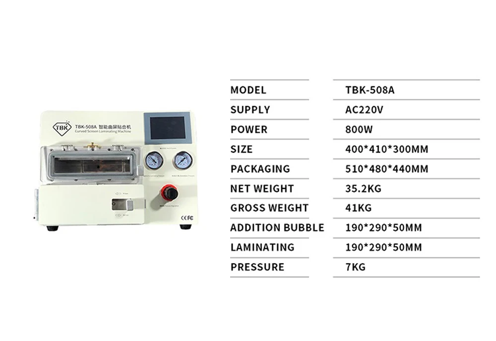 TBK-508A изогнутый ЖК-экран вакуумная ламинационная машина для удаления пузырьков сумка для IPhone iPad S9 S9 + Edge lcd OCA ремонт