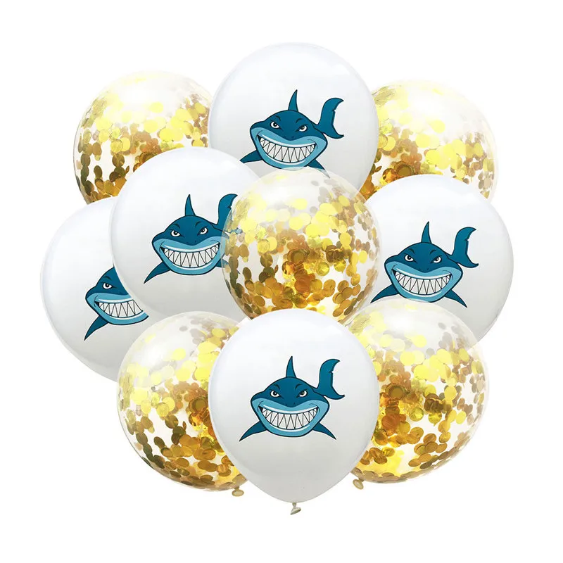 10 шт. детский набор шаров в горошек Angry Shark конфетти, Мультяшные животные, латексная игрушка, Globos, детский душ, морская тематическая вечеринка на день рождения, Декор - Цвет: set 1