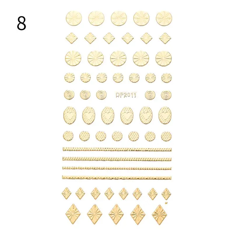 Золотой Серебряный 3D стикер для ногтей металлическая лента многоразмерная клейкая полоска линии Сделай Сам фольга Советы Маникюр дизайн ногтей наклейки - Цвет: Pattern-28