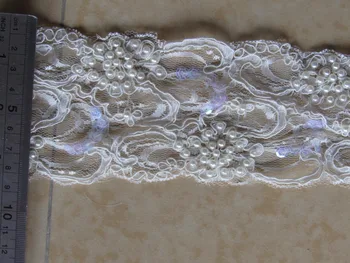 

6yard /lot Sequin Lace Trim, beaded Alencon Lace Fabric Trim, Bridal Lace Trim ,Bridal Veil, Beaded Alencon Lace
