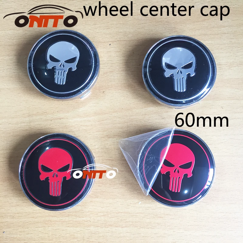 

20PCS /lot 60mm car Emblem Badge wheel Hub Caps For SKULL Auto wheel center caps Car Covers