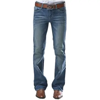 

2019 Spring and Summer New Men's Micro-horn Blue jeans Korean version of the tide Slim Small trumpet Denim pants Men's jeans 38