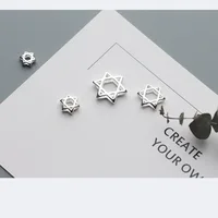 100% 925 Sterling Silver Craft Hollow Spacer Beads 7.5 9.5 12.5 13.5 15.5mm Fashion Star of David Charm Beads Diy Jewelry Making 2