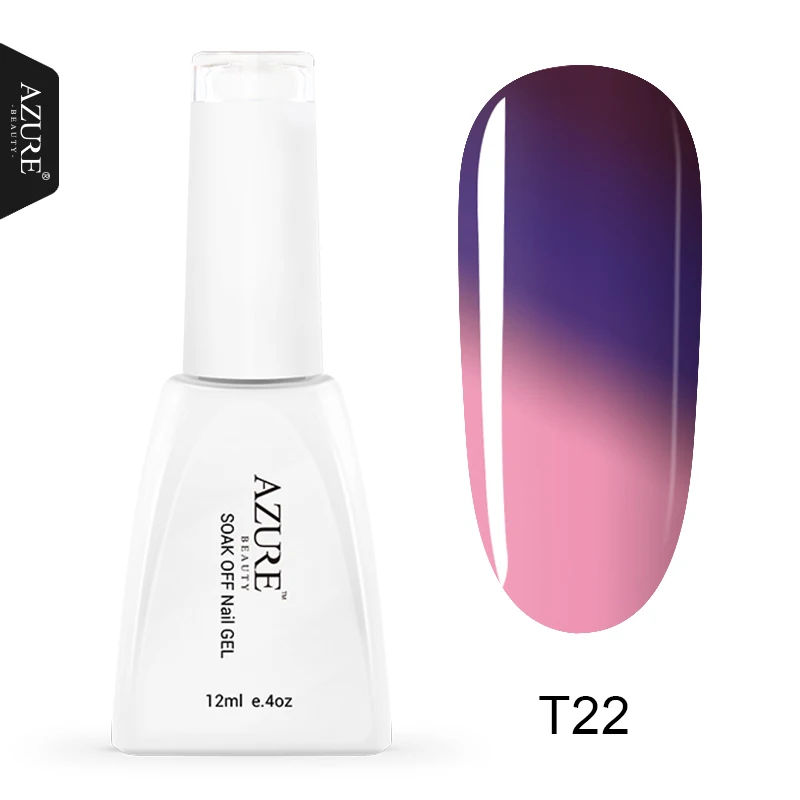 Azure beauty, термальный УФ-гель для ногтей, меняющий цвет, с температурой, замачивается, светодиодный лак, долговечный Гибридный гвоздь, 12 мл - Цвет: T22