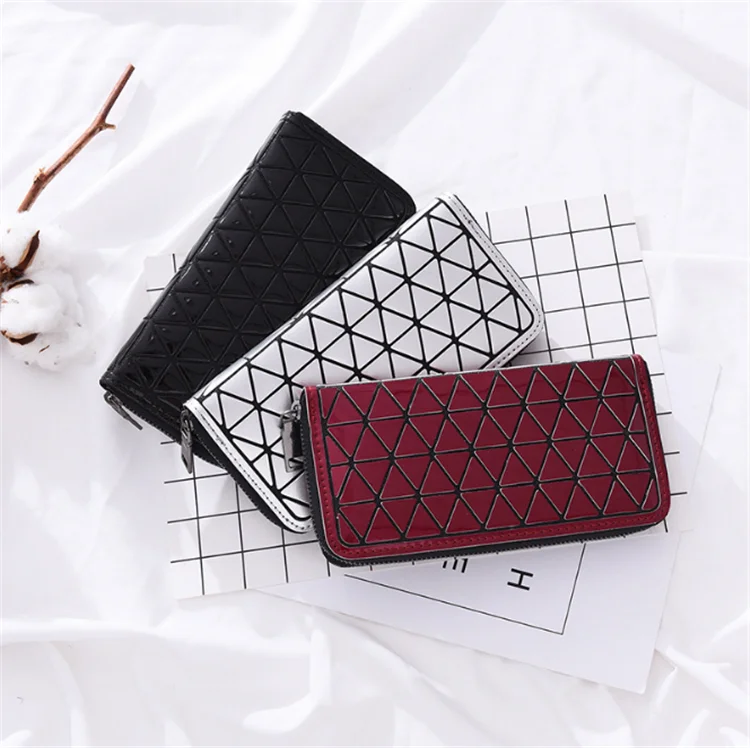 IMIDO 2018 индивидуальные хит продаж геометрический дизайн PU кожаный женский длинный складной кошелек портмоне
