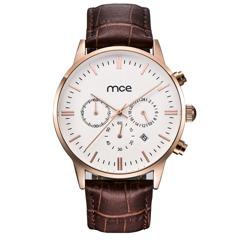 

Quartz Male Business Wristwatches Leather Strap Band Mens Watches Top Brand Luxury MCE Fashion Chronograph Watch Men Clock