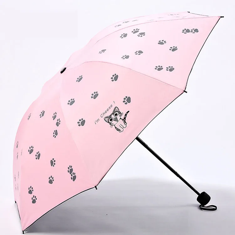 Креативный Карманный Зонтик для женщин и детей, водонепроницаемый солнцезащитный зонтик для женщин, Солнечный дождливый ветрозащитный зонтик, подарки для девочек - Цвет: pink kitten