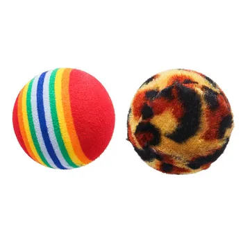 

2 Pcs Leopard Print Balls Funny Pet Cat Toys Kit Solving Boredom 2 Pcs Rainbow Balls Pet Supplies