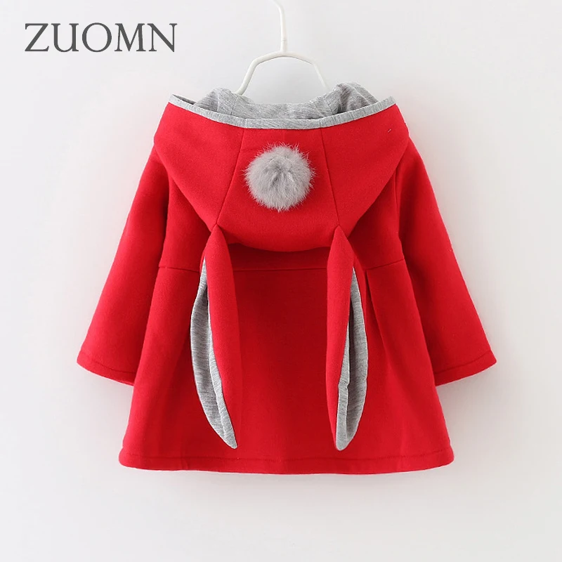 

New Cute Rabbit Ear Hooded Baby Girls Coat Autumn Winter Warm Kids Jacket Outerwear Children Clothing Baby Tops Girl Coats GH294