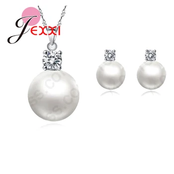 

Wholesale Price Top Quality Wedding Jewelry Set Water Pearl Earrings Necklace 925 Sterling Silver Pendant Necklace